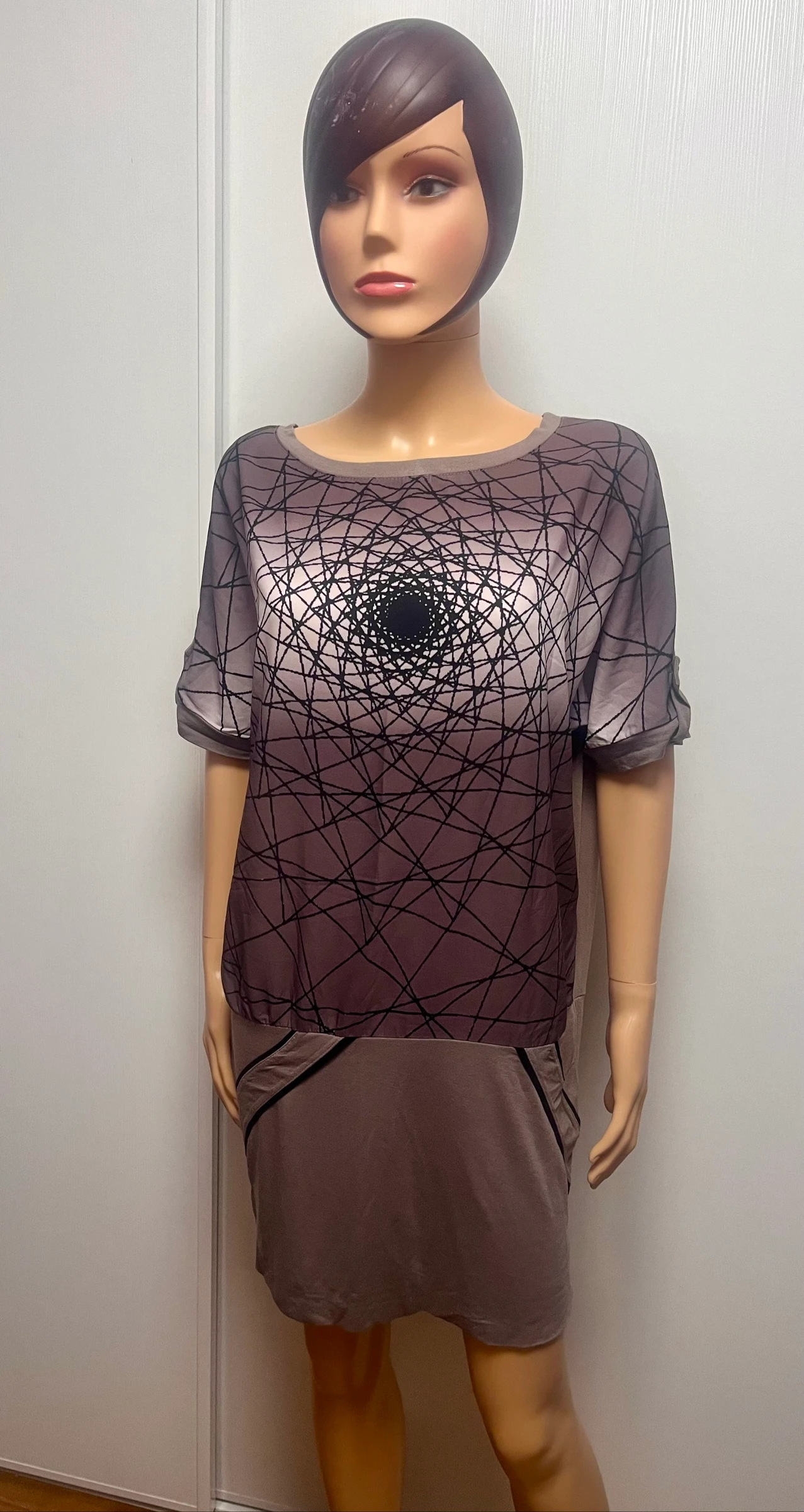 Robe mi longue taupe